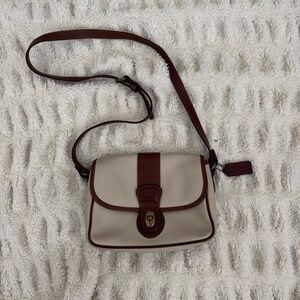 Vintage Coach USA 90s Sheridan Glenwood Cream Tan Shoulder Crossbody Bag